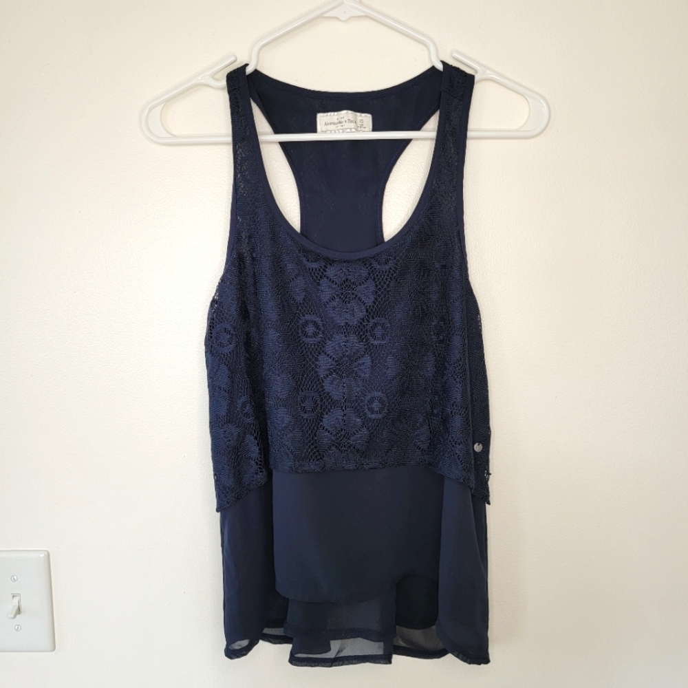 Abercrombie and Fitch Navy Lace Swing Tank Top Blouse Size XS